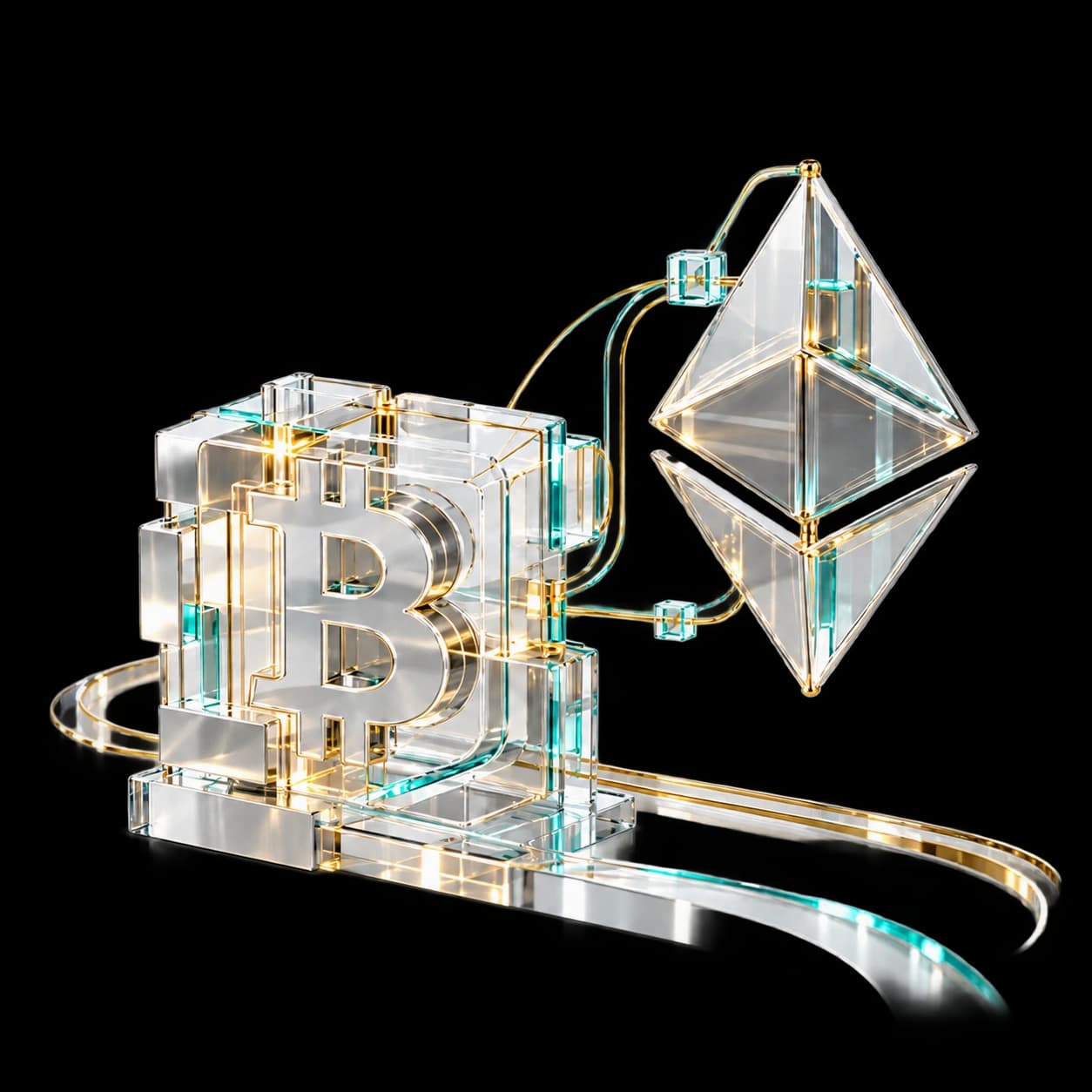 BTC 与 ETH 银白色科技主题示意
